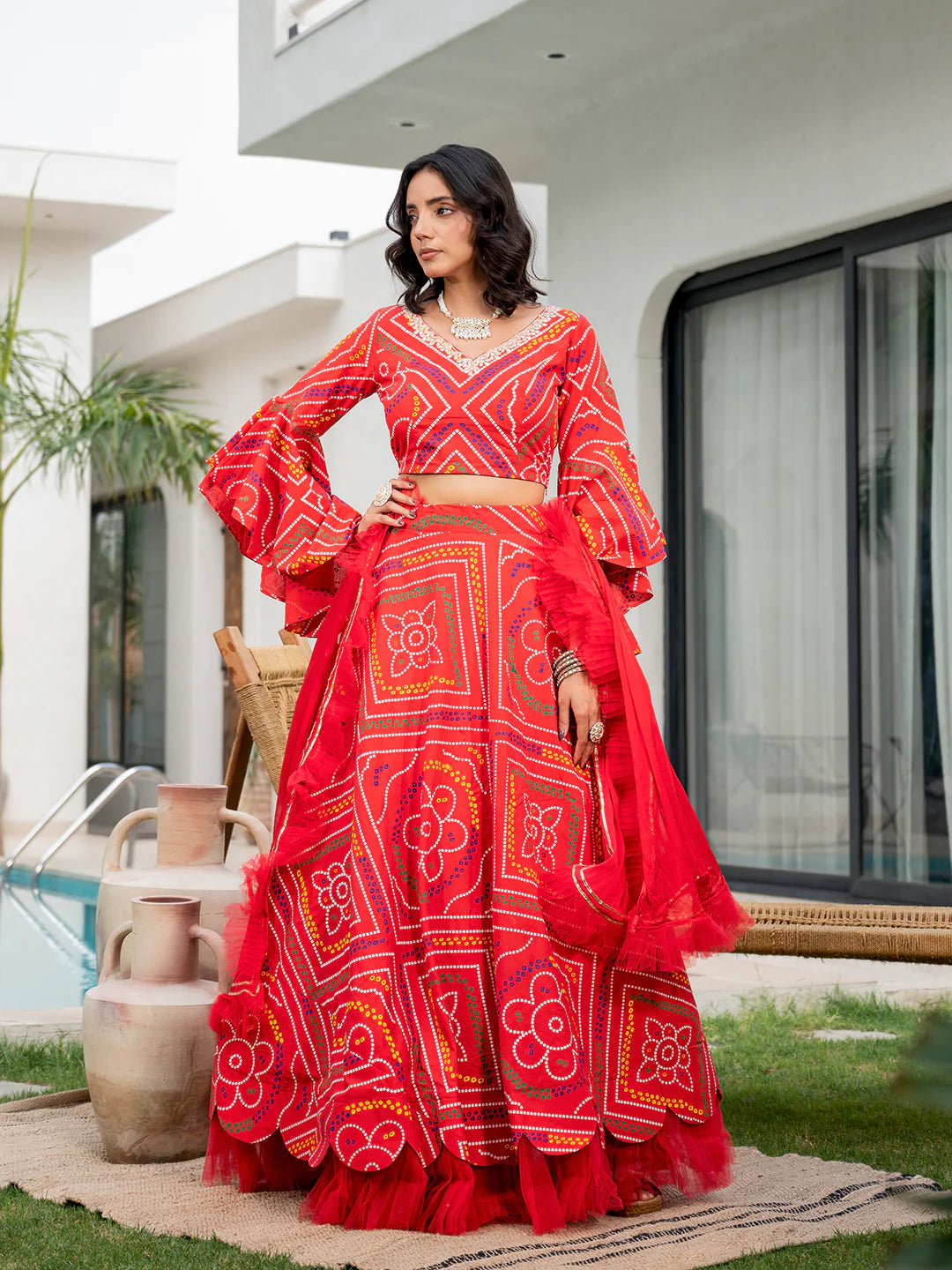 Nelima Printed Cotton Lehenga & Blouse With Dupatta